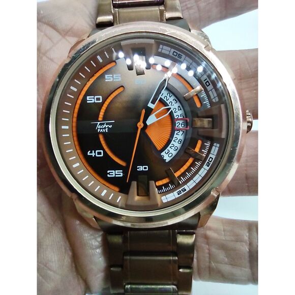 Techno Pave Platinum NO# 9369 Date Watch - Picture 1 of 8